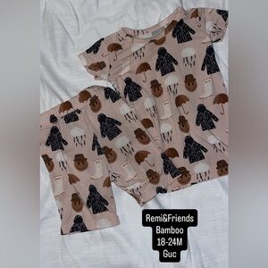 Kids Pajama Set - Pink and Brown